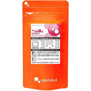 Ogaland Economical Heme Iron & Vitamins (90 grains / about 3 months supply) For irregular life support (Contains 350mg of Heme Iron & Vitamins) Red Blood Cell Support Iron Content Danish Heme Iron