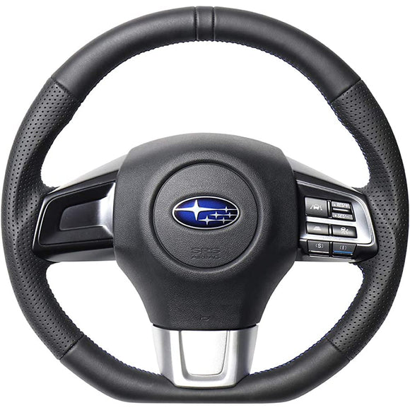 REAL (Real) Steering [Levogue (VM4/VMG)/WRX STI (VAB)/WRX S4 (VAG)] All Leather [Center Mark] (Blue x Black Euro Stitch) SBA-LPB-BL