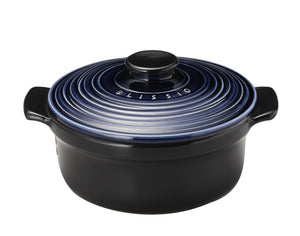 Ginpo Pottery Banko Ware High Airtight Pot, 8.3 inches (21 cm), Brisio Casserole Lapis Glaze 2211