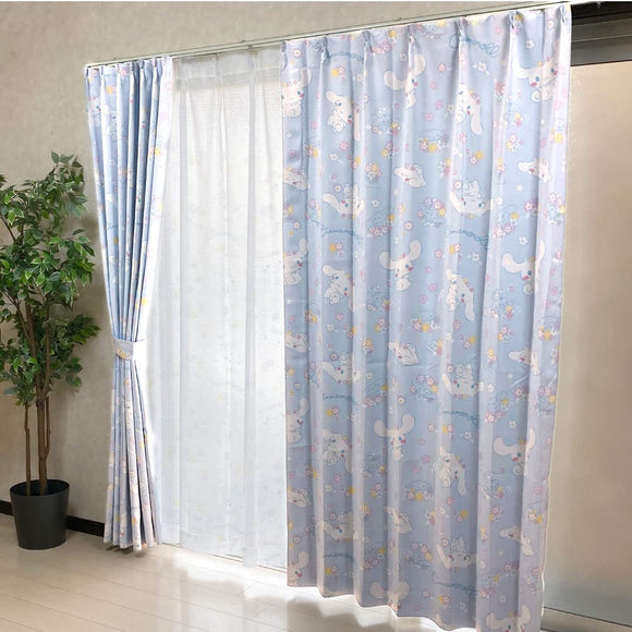 Cinnamoroll SB-601-S/SB-602-S Cinnamon Grade 2 Blackout Thermal Insulated Curtains, Lace, Set of 4, Width 39.4 x 70.1 inches (100 x 178 cm), Length of 2, Sanrio, Washable, Cute, Girls Character