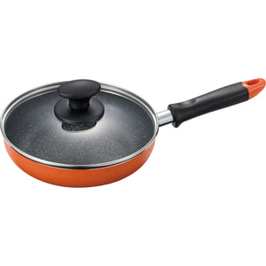 Wahei Freiz MB-1429 Frying Pan with Glass Lid, 10.2 inches (26 cm), Marble Coat, Induction and Gas Compatible, Steey, Alone