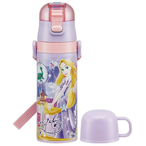 Skater SKDC4 Children's 2-Way Stainless Steel Water Bottle with Cup, Rapunzel 19, Disney, 15.2 fl oz (430 ml)