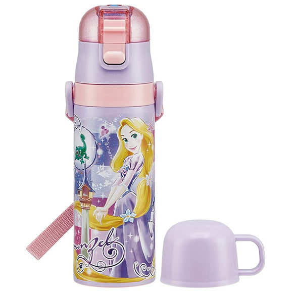 Skater SKDC4 Children's 2-Way Stainless Steel Water Bottle with Cup, Rapunzel 19, Disney, 15.2 fl oz (430 ml)