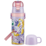 Skater SKDC4 Children's 2-Way Stainless Steel Water Bottle with Cup, Rapunzel 19, Disney, 15.2 fl oz (430 ml)