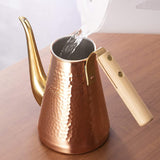 Kalita TSUBAME & Kalita #52204 Coffee Pot, Copper, Slim, Wooden Handle, 2.5 fl oz (0.7 L)