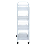 Fuji Boeki 69294 Trolley Kitchen Wagon, 4 Tiers, White, Mesh with Casters