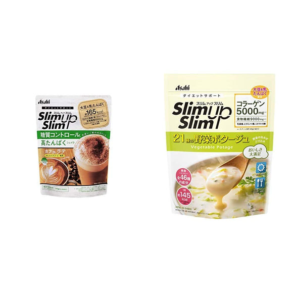 Set Slim-up Slim Sugar Control High Protein Shake Cafe Latte 11.8 oz (315 g) Vegetable Potage 12.2 oz (360 g)
