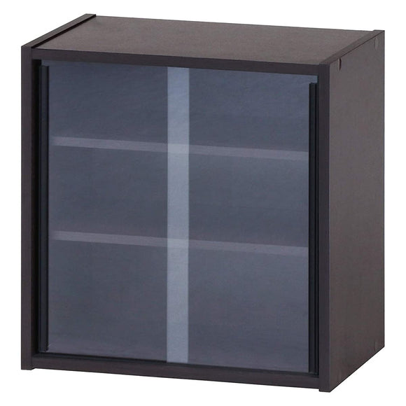 Fuji Boeki 99433 Cupboard, Compact, Width 16.9 inches (43 cm), Brown, Glass Door, Movable Shelves