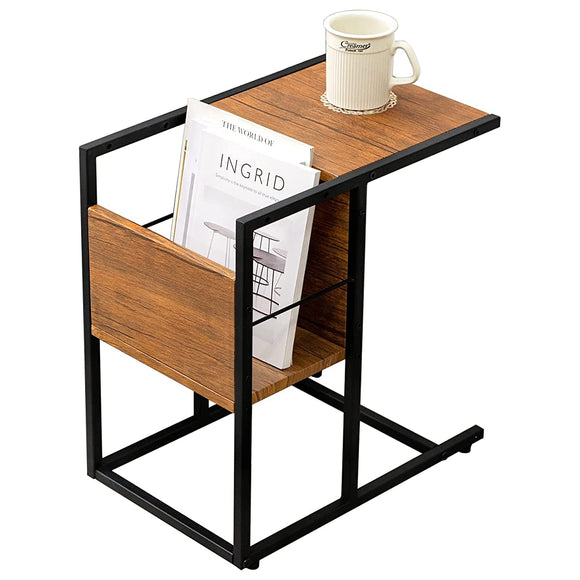 Hagiwara LST-4661BR Side Table, Desk, Night Table, Sofa Side Table, Magazine Rack, 2-Way, Water Resistant, Lightweight, Wood Grain, Industrial, Width 11.8 x Depth 18.1 x Height 19.7 inches (30 x 45.5 x 50 cm), Brown