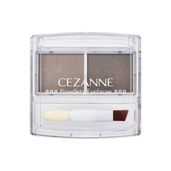 Cezanne Powdery Eyebrow P3 Charcoal Gray 2.0g Eyebrow Powder Soft Fine Powder with Tip & Brush Natural Gray