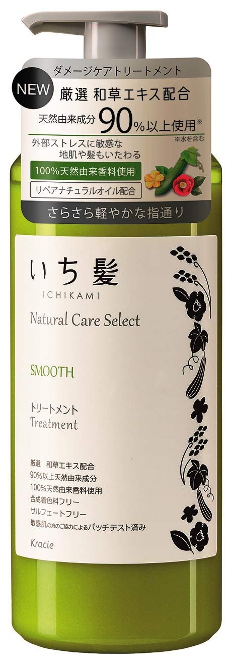 ICHIKAMI Natural Care Select Smooth (Smooth and light fingering) Treatment Pump 480g Herbal Green Fragrance