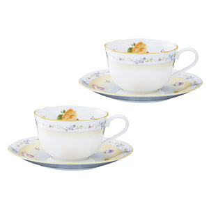 Noritake P59387A/4620 Cup & Saucer (Pear Set) (Both Coffee & Tea), 7.8 fl oz (220 cc), Genufrere Microwave Safe, 2 Guests, Bone China