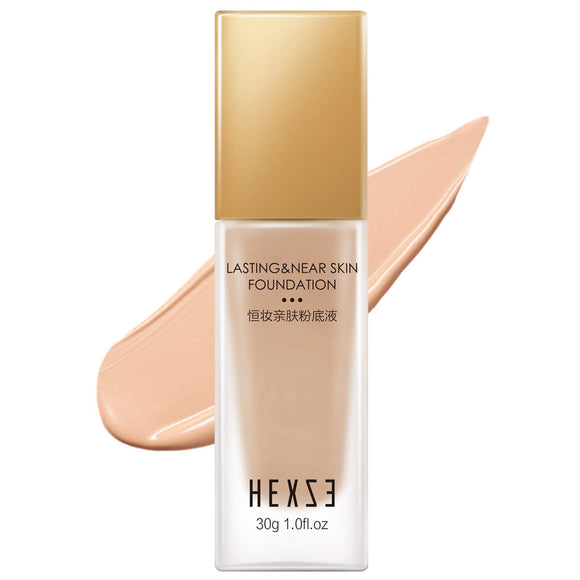 Hexze Liquid Foundation Makeup Base Foundation Lasting Cover Glossy Skin Pore Cover Resistant to Acne Cover Dark Circles Natural Skin Color