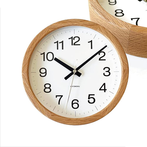 KATOMOKU Muku Clock 16 Oak Wall Clock, Continuous Second Hand, km-108OA, 8.7 inches (220 mm) (Oak Radio Control)