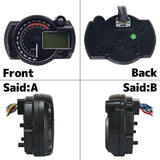 Universal Motorcycle LCD 7 Color Switch Multimeter All-in-One Digital Speedometer Analog Tachometer DC 12V 15000rpm Clock with Speed Sensor Fuel Meter Shift Indicator Turn Signal High Beam