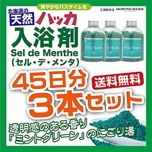 Kitami Hakka Tsusho Sel de Menthe Bath Salts, Value Bottle, Set of 3, 4.7 oz (1,350 g)