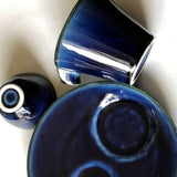The Clever Cold Sake Charger Raise Saucer Glass Set Eggplant Navy