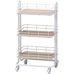 Fuji Boeki 16697 Victor Kitchen Rack, Storage Wagon, 3 Tiers, Width 17.7 inches (45 cm), White, Slim, With Wheels