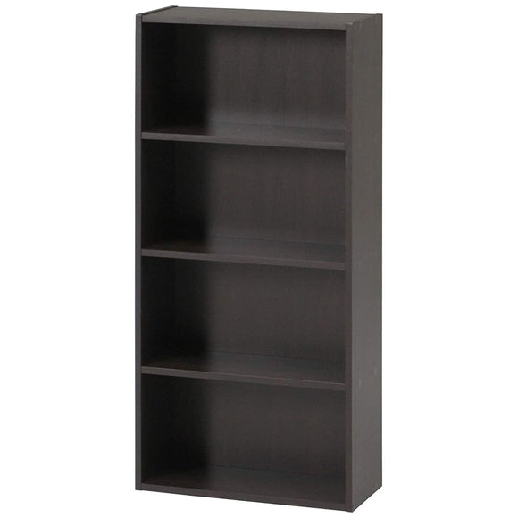 Fuji Trading Living Storage BD Rack Bookshelf 4 Levels Width 41.8cm Dark Brown 81398
