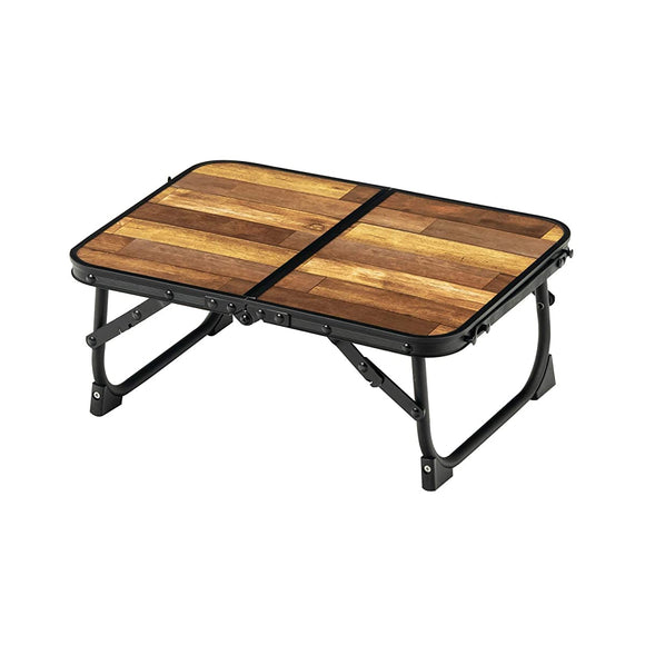 BUNDOK BD-200 Compact Folding Table, Woodgrain, Aluminum, Foldable, Top Plate: Approx. 17.7 x 11.8 inches (45 x 30 cm)