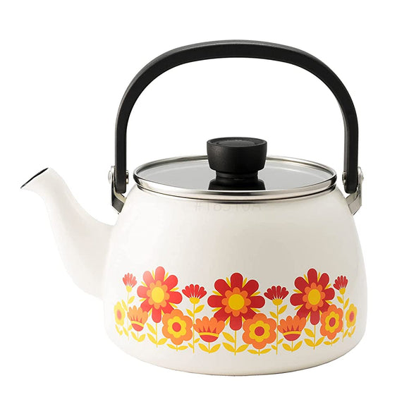 Fuji Enamel 70s Reprint Pattern Showa Retro Enamel Kettle 2.5L Induction Compatible Memories Sunflower