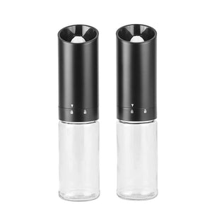 BLKP AZ-5169 Pearl Metal Electric Mill, Salt and Pepper, Rock Salt, Adjustable Coarseness, Battery Operated, Set of 2, Black