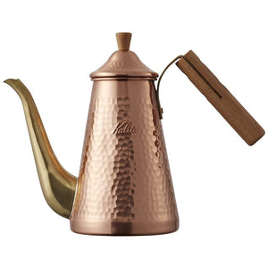 Kalita TSUBAME & Kalita #52204 Coffee Pot, Copper, Slim, Wooden Handle, 2.5 fl oz (0.7 L)