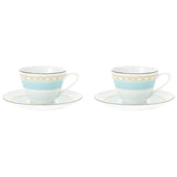 Noritake P5389L/1645 Cup & Saucer (Pear Set) (Coffee & Tea), 4.2 fl oz (125 cc), Humming Blue, 2 Guests, Blue, Fine Porcelain