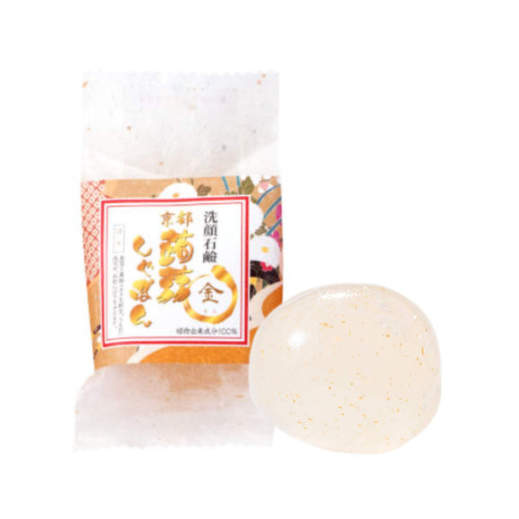Konnyaku Shabon Kyoto Konnyaku Shabon Gold (100g) Soap Face Wash Soap Contains Hyaluronic Acid (Additive-Free/Firmness/Gold Leaf & Pearl Extract) For Dry and Sensitive Skin