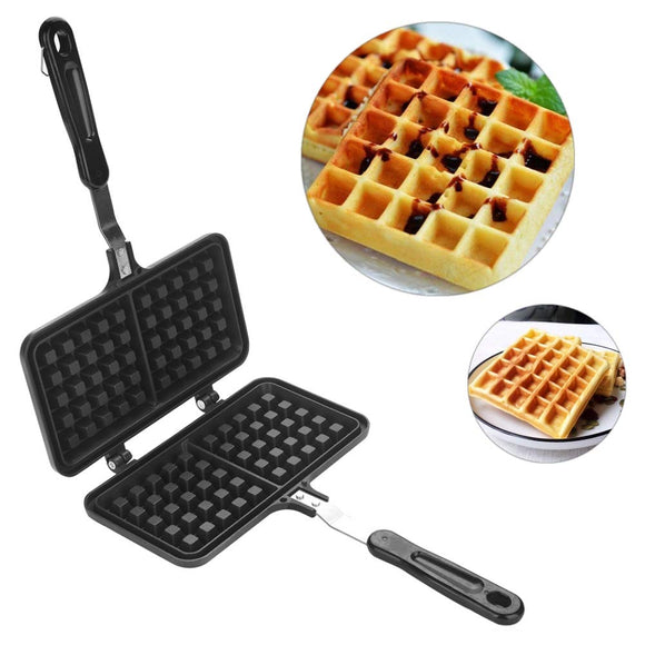 Waffle Iron Large Family, Dual Head Home Kitchen Gas Nonstick Waffle Maker Pan Mold Press Plate Baking Tools, Cookware