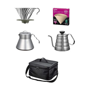 HARIO O-V60 Outdoor Coffee Basic Set, Black, Made in Japan