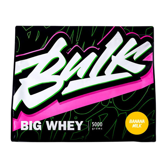 Bulk Sports Protein Big Whey Moderately Sweetened Easy to Drink Banana Milk Flavor 5kg (178 Servings)