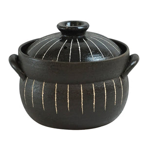 Thermal Falcated Pottery Black Criss Cross Grass Cook Pot (4 Faux ) M0163
