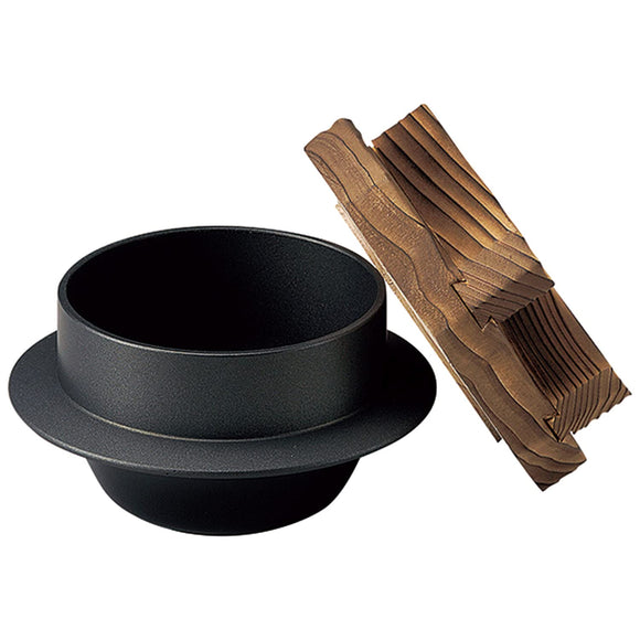 Kabunami Shoten Rice Pot, Far Infrared, Mini, Easy to Make, For 0.5 Cups, Wooden Lid, Made in Japan, Aluminum, Outdoor, Camping, Can Be Used on Direct Fire, Can be Repainted