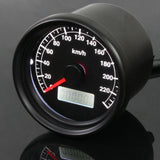 Motorcycle Mechanical 240 km/H 60 mm LED Speedometer Black Body/Black Panel