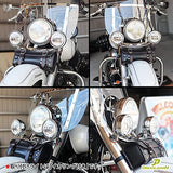 Motorcycle LED FOG Lamp Kit, 4.5 Inches, 30W, Universal Type, American Custom, SeaCh Dragstar, Vulcan, Steed, Made In Dream-Japan, Silver with Squid with Squid.