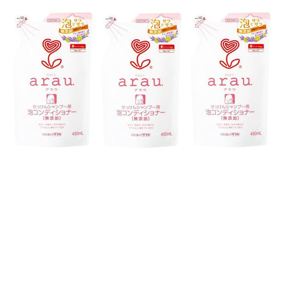 arau Foam Conditioner Refill, Additive-Free, 15.2 fl oz (450 ml) (For Soap Shampoo) x 3 Packs