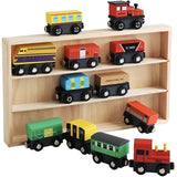 Apricity Wooden Train Set Mini Car Magnetic Stick Clean Up Box for Home Decor