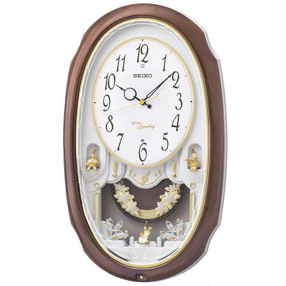 Seiko clock wall clock Atomic Analog 16 Songs Melody Decorative Pendulum Brown Marble Pattern am260 a Seiko