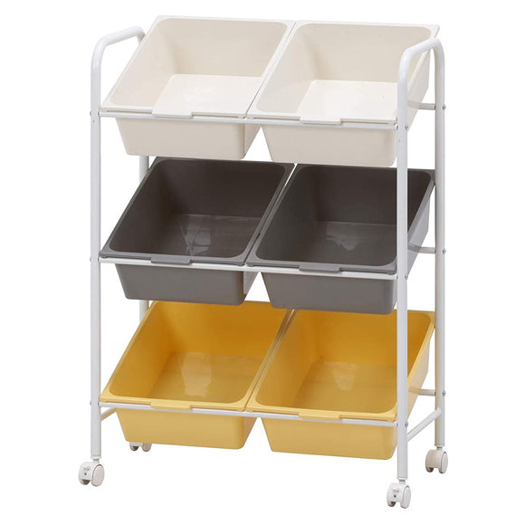 Fuji Trading Toy Storage Rack Toy Box 3 Levels Height 86cm Colorful 6 Squares With Stopper Childrens color 38294