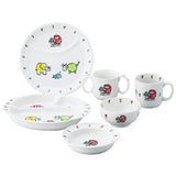 Lisa Larson LL50-115 Children's Tableware, 6-Piece Set (Kids Divider Plate, Two-Handed Mug, Lunch Plate, Rice Bowl, Mug, Plate Plate), Baby, Mikey Pattern (Comes in a decorative box), Children's