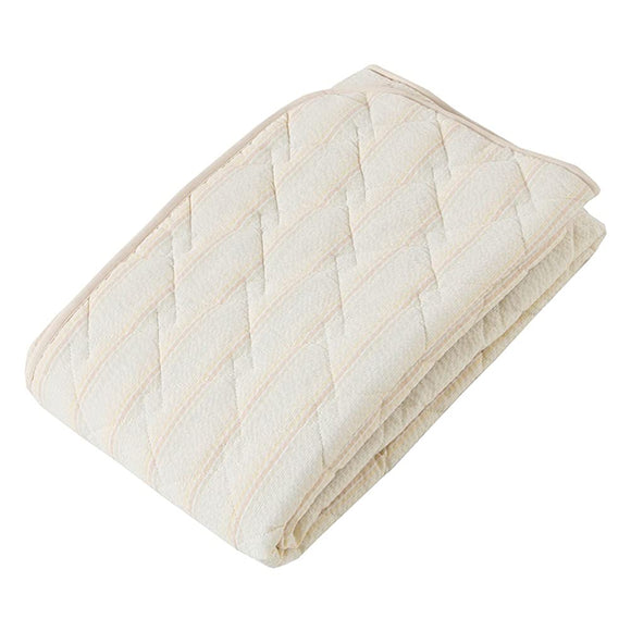 Nishikawa PIQ0605413BE Mattress Pad, Double, 100% Cotton, Smooth, Refreshing, Shijira, Light Stripe, Beige