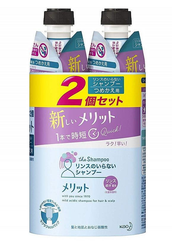 Merit Shampoo that does not require rinse, Refill 340ml x 2
