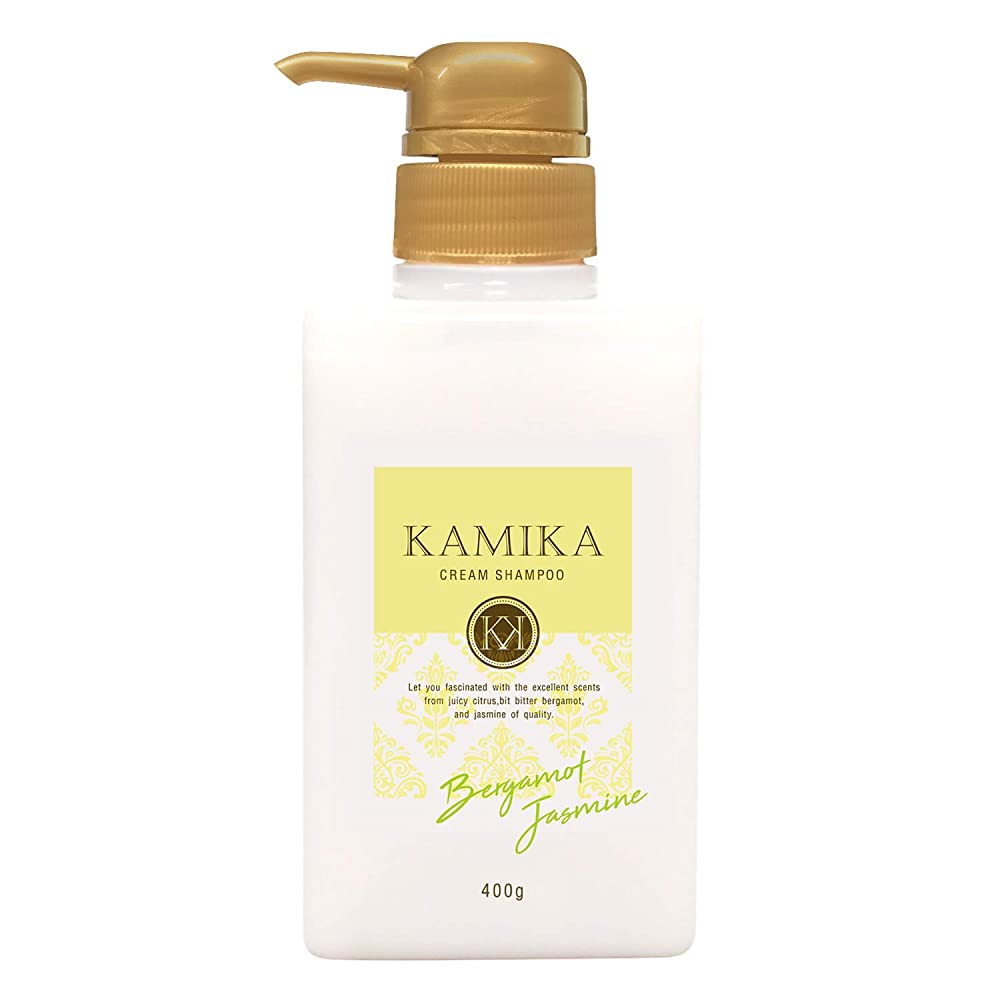 Kamika Cream Shampoo, Bergamot Jasmine Scent, Black Hair, Glossy Hair,  All-in-One, Paraben Free, 14.1 oz (400 g) per Bottle