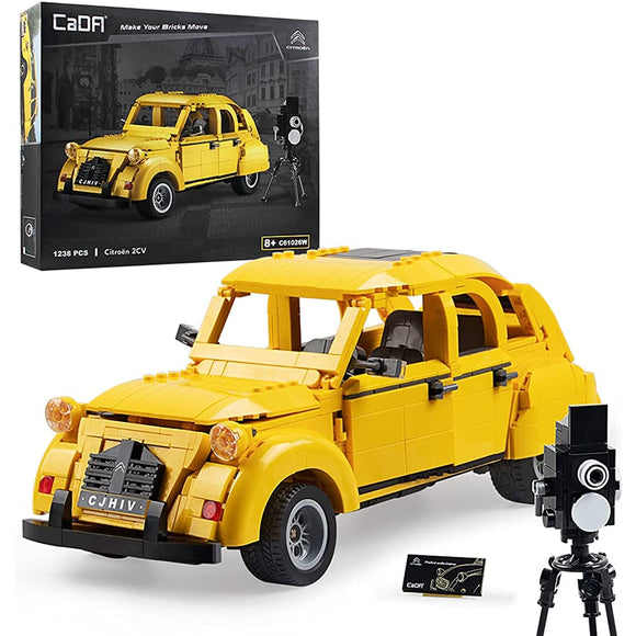 CaDA Citroen Official Licensed Block Kit, 1,238 Pieces, 11.4 inches (29 cm), Radio-Controlled with Parts Sold Separately, Yellow