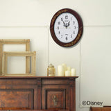 Seiko Clock FS510B Wall Clock, Character, Adult Disney Mickey Mouse, Minnie Mouse, Radio Controlled, Analog, Brown Arabesque Pattern, Glossy, Product Size: 14.6 x 12.6 x 2.4 inches (37.0 x 32.0