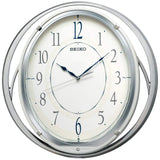 Seiko Clock AM262W Wall Clock, White Pearl, Product Size: 15.0 x 14.8 x 2.5 inches (38.0 x 37.7 x 6.4 cm), Radio Waves, Analog, Melody, Decorative Pendulum