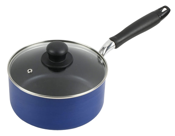 Pearl Metal HB-6010 Single Handle Pot, 7.1 inches (18 cm), Glass Lid, Blue Diamond Coat, Induction Compatible, Smart Choice