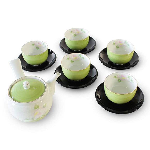 Tea Set, Stylish, Arita Ware Wakusayama Tea Flower P and C Tea Cup Set, Japanese Tea Set (Tea pot x 1 pcs, Cup x 5 pcs, with saucer), Porcelain/Size (cm), 6.7 x 5.7 x 3.7 inches (17 x 14.5 x 9.5 cm),