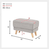 Hagihara Ottoman Stool Sofa for 1 Person Foot Rest Compact Fabric Width 23.6 inches (60 cm), Depth 13.8 inches (35 cm), Height 16.5 inches (42 cm), Gray Bright OT-GY